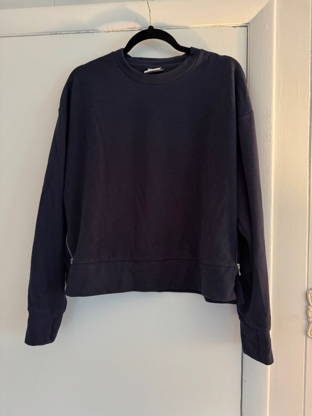 Varley Navy Blue Side Zip Oversized Sweatshirt Pullover
